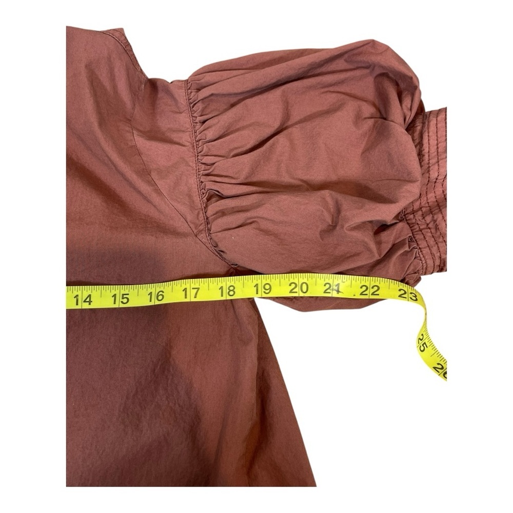 Chico’s 100% Cotton Blouse Puff Sleeve Top Brown Size 0 US 4 - Picture 7 of 8